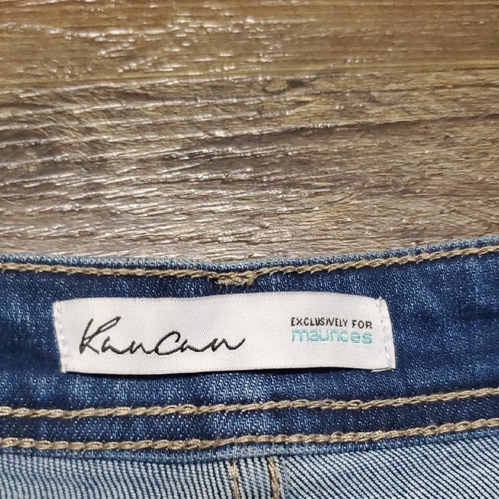 KanCan Blue Midrise Flare Wide Leg Jeans with Distressed Details - Picture 3 of 12